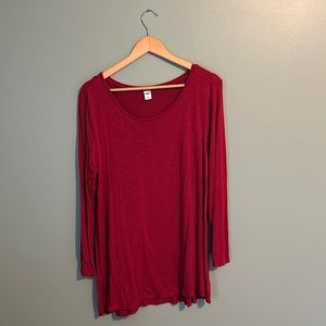 Old Navy - Burgundy Luxe Woman's Scoop-neck Long Sleeve Tee - X-Large